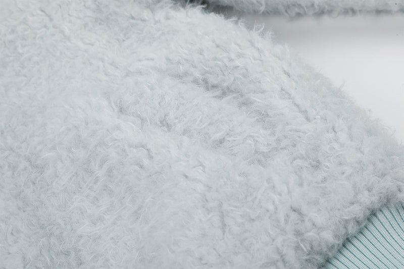 Veste bomber sherpa à capuche moelleuse avec bordure en fausse fourrure