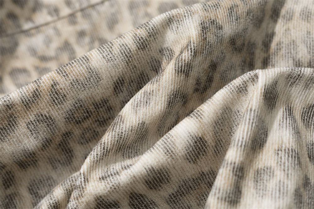 Leopard Print Hooded Bomber Jacket with Faux Fur Trim