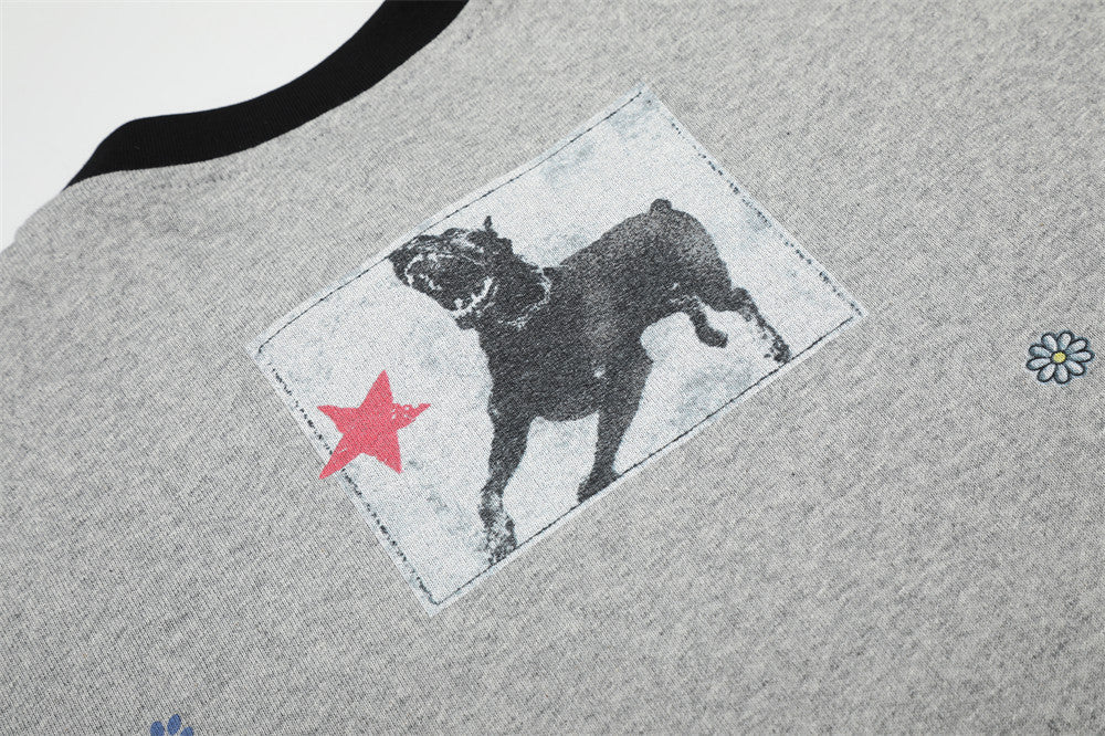 Missing Dog Graphic Long Sleeve T-Shirt – Men's Oversized Crew Neck