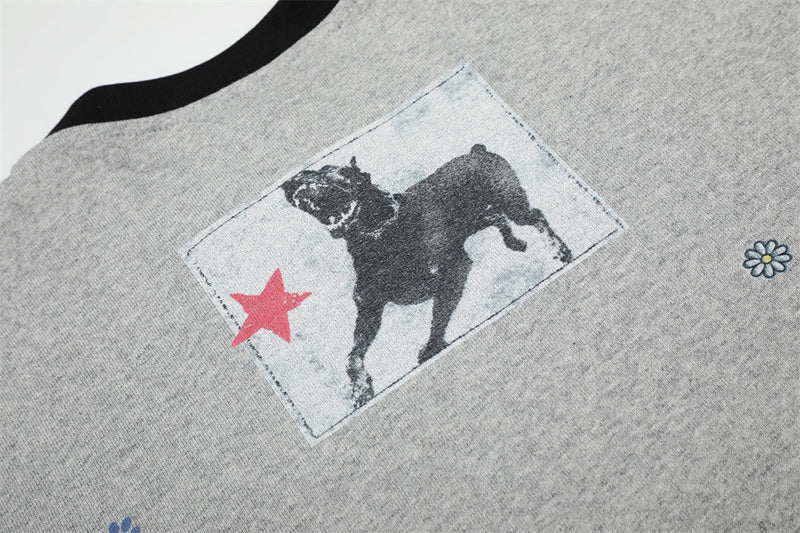 Missing Dog Graphic Long Sleeve T-Shirt – Men's Oversized Crew Neck