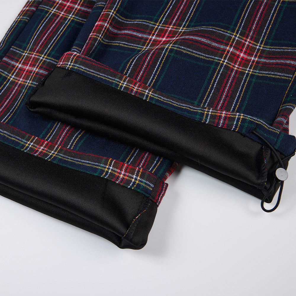 Pantalon à carreaux à jambes larges – Pantalon décontracté à cordon de serrage
