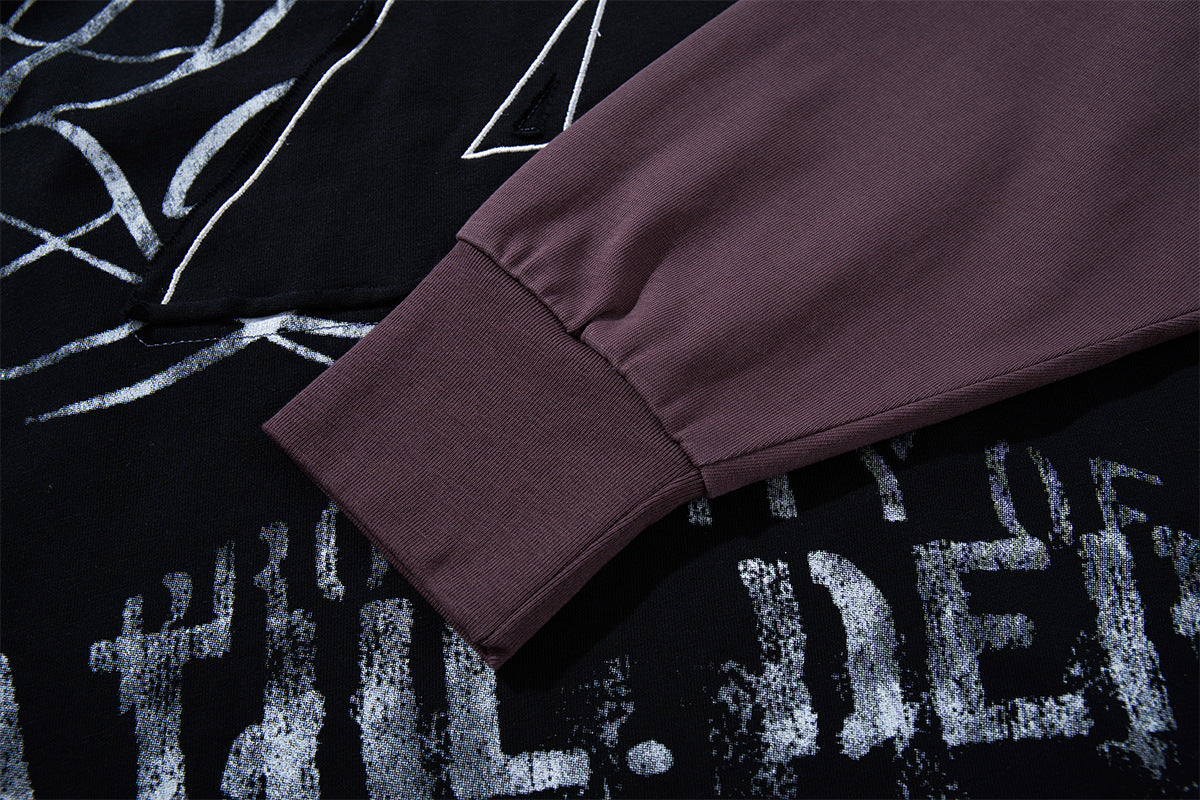 T-shirt oversize color block à motif, manches longues – Haut streetwear à effet deux pièces
