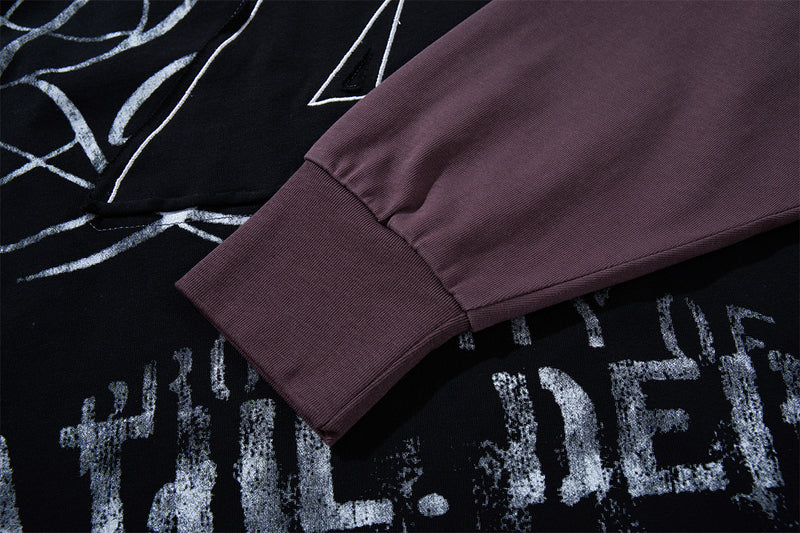 T-shirt oversize color block à motif, manches longues – Haut streetwear à effet deux pièces