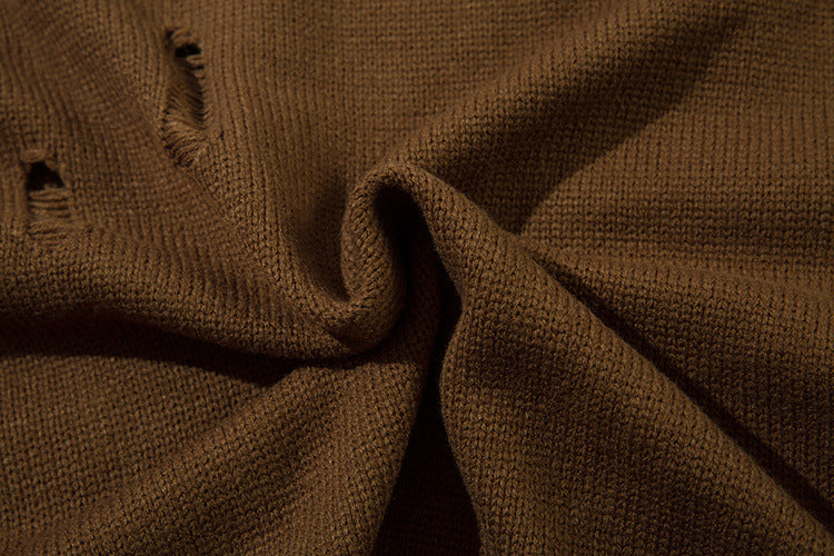 Pull en maille effet usé Agent Orange – Col rond oversize