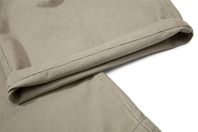 Men's Wide-Leg Cargo Pants – Loose Fit Multi-Pocket Arc-Hem Streetwear Trousers