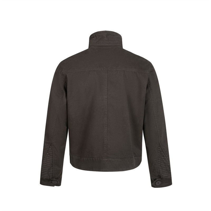 Men's Funnel-Neck Cropped Jacket – Solid Color Streetwear Harrington
