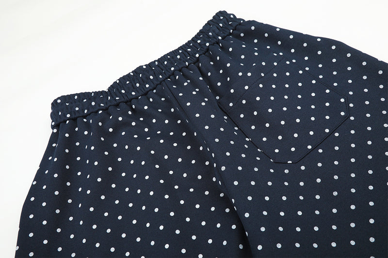 Pantalon de survêtement à jambes larges, imprimé pois et étoiles, taille à cordon