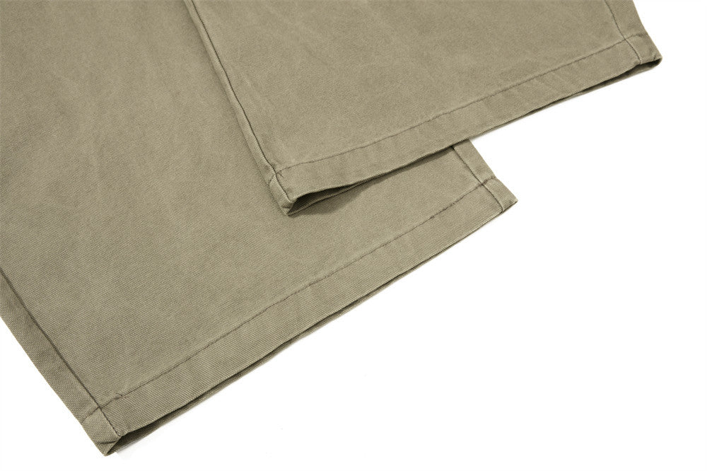 Wide-Leg Cargo Pants – Star Patch, Plaid Detail & Multi-Pocket Baggy Fit