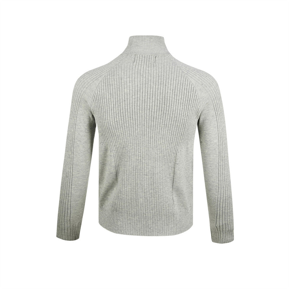 Men's Long Sleeve Sweater Polo Mock Neck Ribbed Knit Slim Fit Pullover
