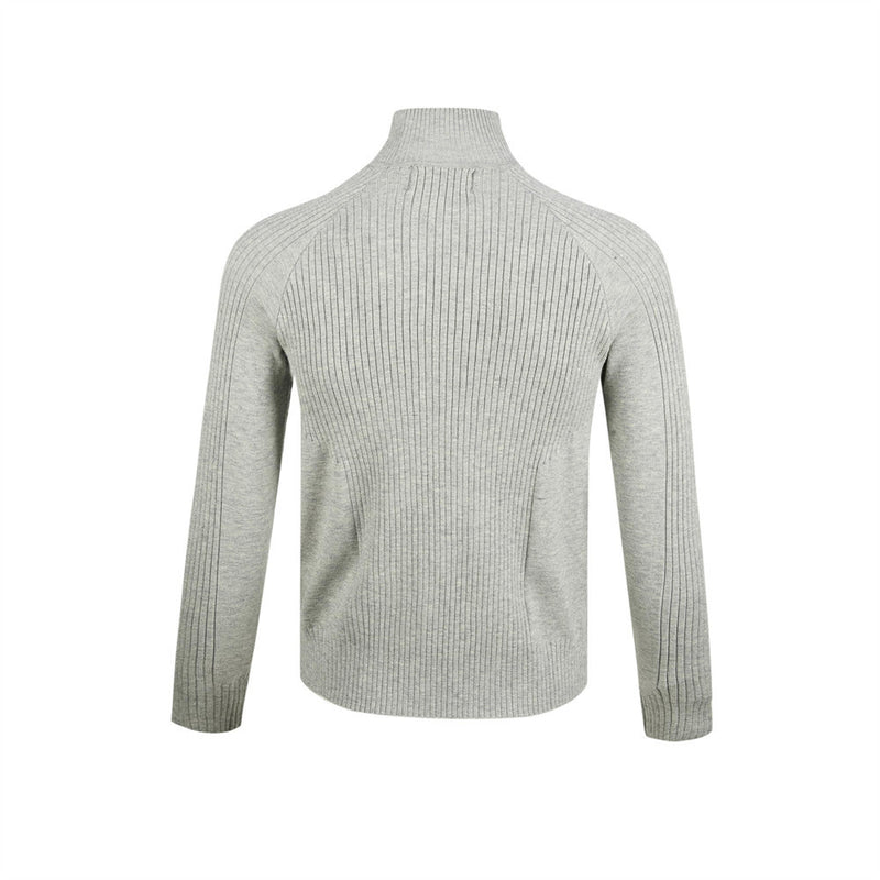 Men's Long Sleeve Sweater Polo Mock Neck Ribbed Knit Slim Fit Pullover
