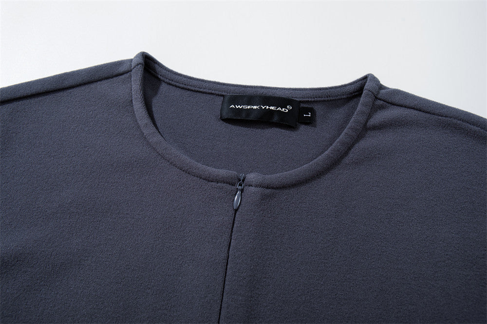 Long Sleeve Mock Neck Top with Hidden Zip – Slim Fit Men's Layering Shirt