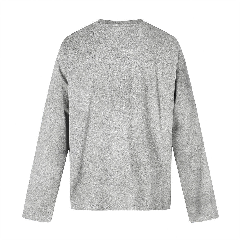 Men's Crew Neck Long Sleeve Distressed Graphic Tee – Vintage Star Print, Washed