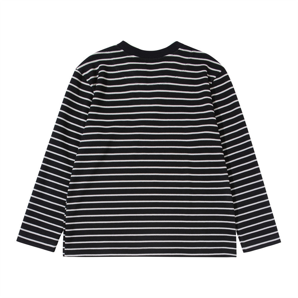 Striped V-Neck Long Sleeve Shirt – Men's Relaxed Fit Faux-Layered Top