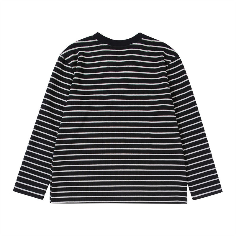 Striped V-Neck Long Sleeve Shirt – Men's Relaxed Fit Faux-Layered Top