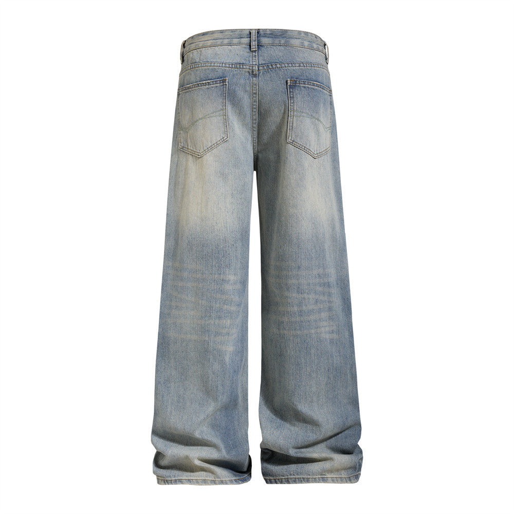 Wide-Leg Baggy Jeans – Vintage Washed Straight-Cut Denim