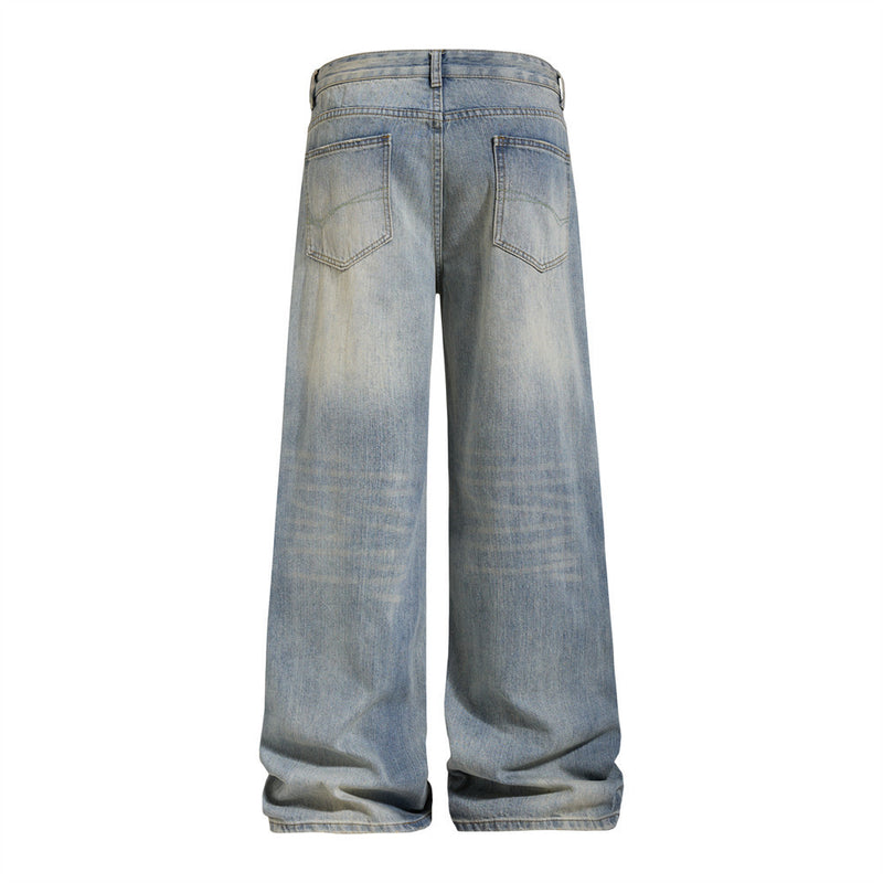Wide-Leg Baggy Jeans – Vintage Washed Straight-Cut Denim