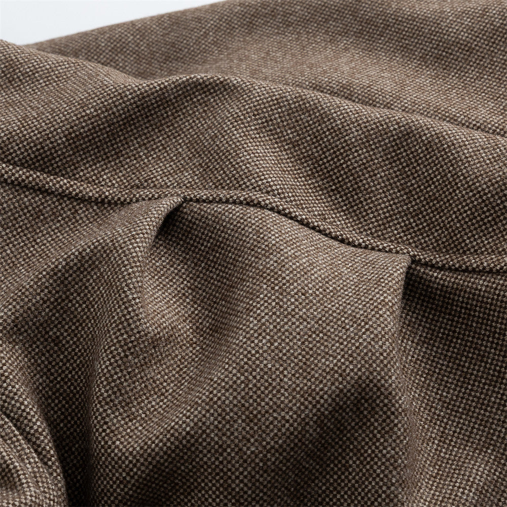 Retro-Tweedjacke mit Stehkragen, Kunstpelzbesatz und gestepptem Futter