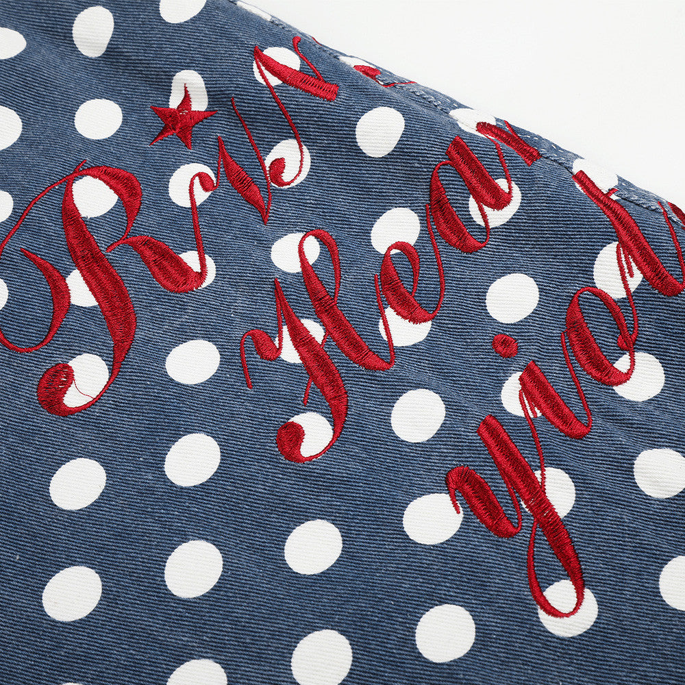 Polka Dot Wide-Leg Pants – Men's Curved Hem Baggy Trousers
