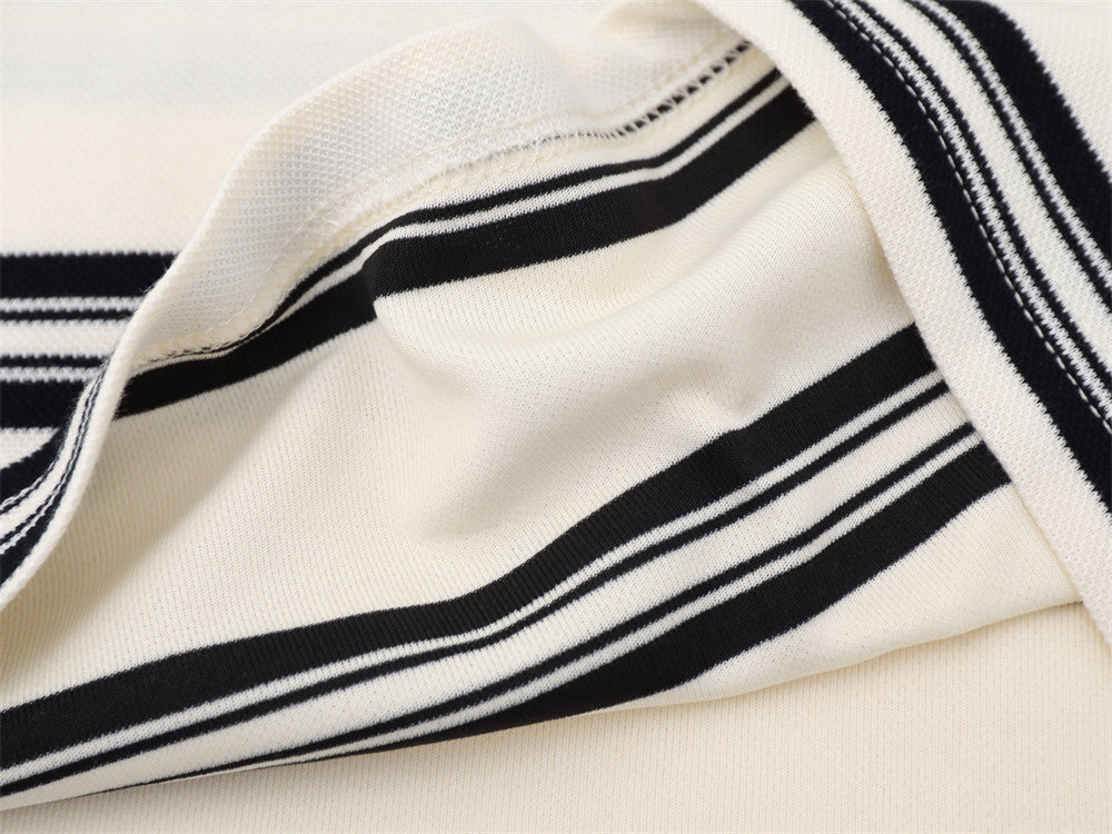 Striped Long Sleeve T-Shirt Men's Oversized Crew Neck Relaxed Fit