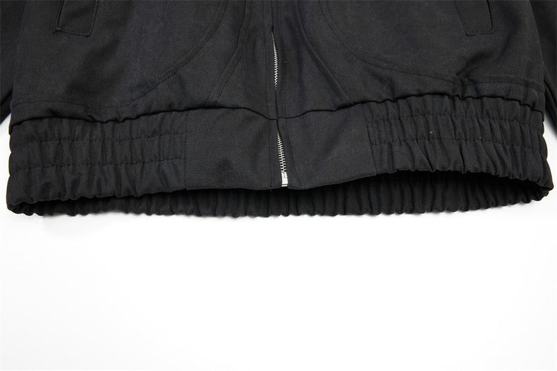 Men's Stand Collar Bomber Jacket with Sculptural Seam Detail