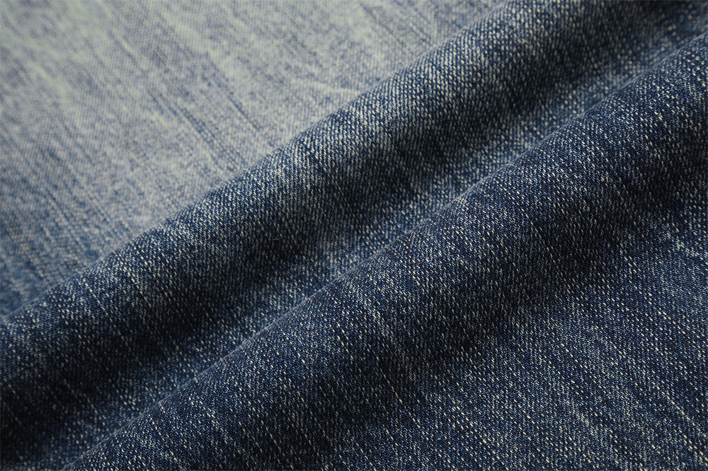 Wide-Leg Jeans Button-Fly Vintage Washed Distressed Denim