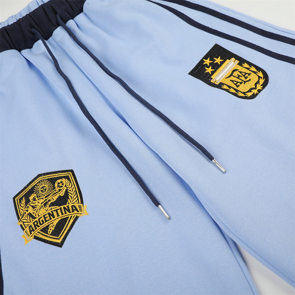 Wide-Leg Sweatpants with Badge Embroidery – Men's Streetwear Tapered Joggers