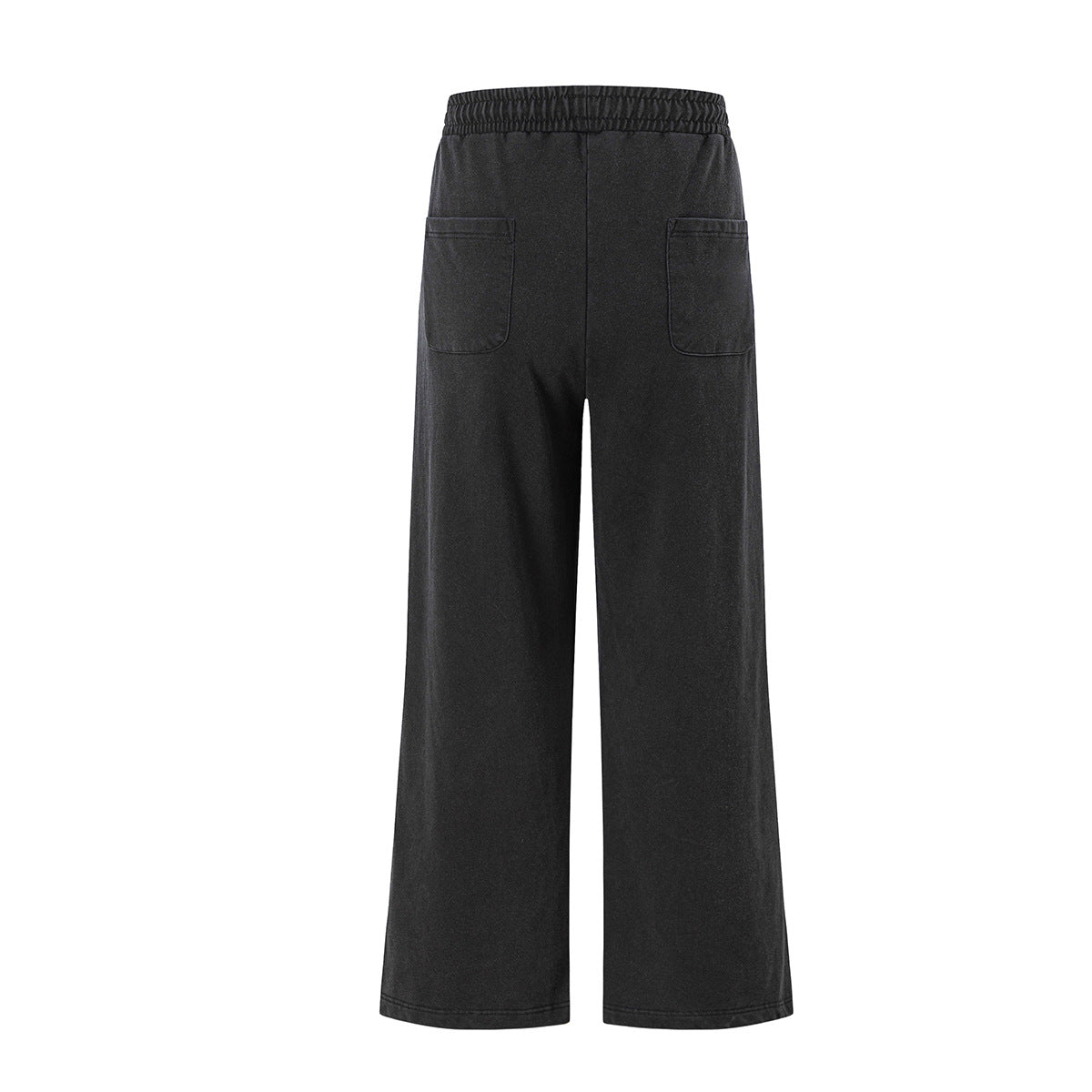 Pantalon de survêtement à jambes larges avec motif de notes de musique, coupe décontractée délavée