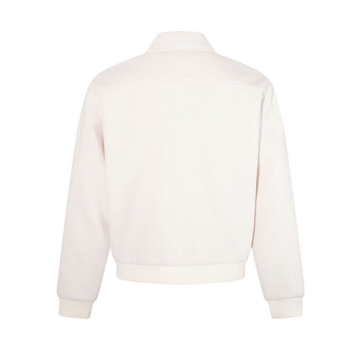 Wool Blend Bomber Jacket – Double-Layer Collar, Zip-Up Men's Coat