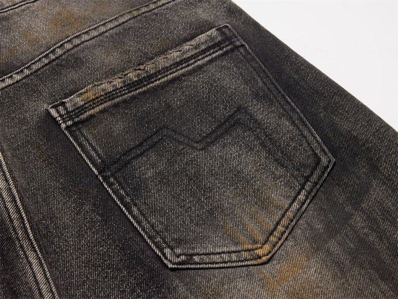 Distressed Baggy Wide-Leg Jeans – Men's Punk Washed Straight-Cut Denim with