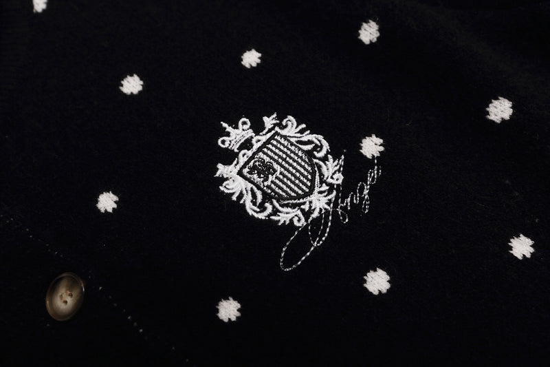 Polka Dot Knit Cardigan Sweater – Cropped Button-Up Vintage Style