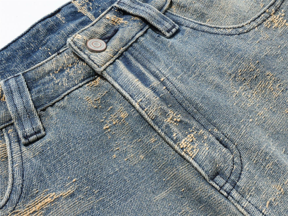 Vintage Baggy Jeans Men – Heavy Distressed Wide-Leg Straight Denim Pants