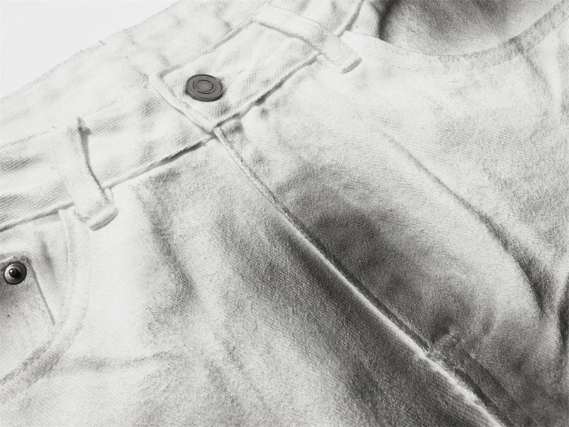 Men's Wide-Leg Baggy Jeans – Ink Wash Gradient Crinkle Print, Straight Fit