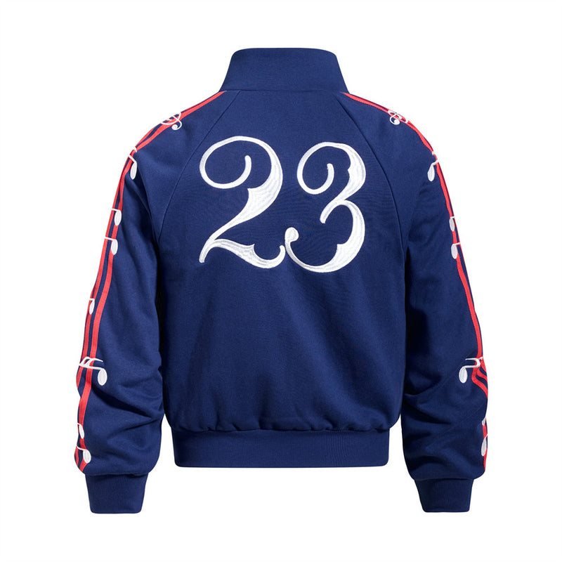 Track Jacket Stand Collar Music Note Embroidery Stripe Sleeves Skatepark 23