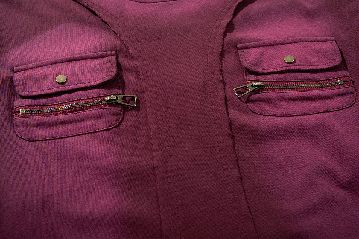 Sweat-shirt oversize à manches longues et poches cargo – Style américain vintage délavé