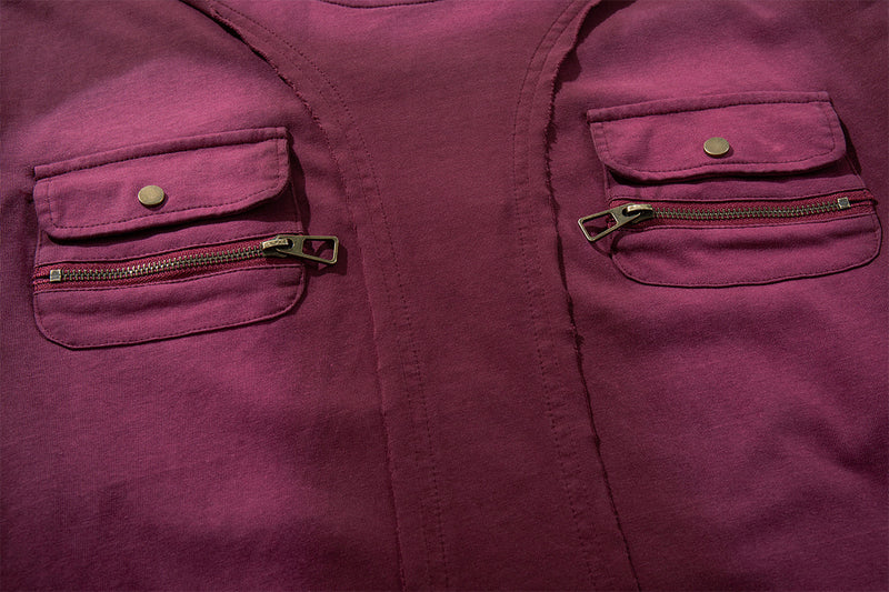 Sweat-shirt oversize à manches longues et poches cargo – Style américain vintage délavé