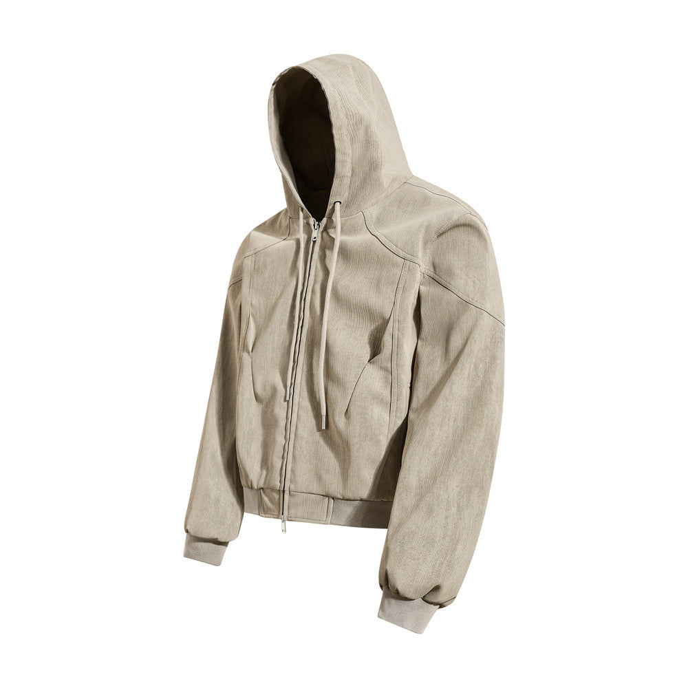 Blouson bomber à capuche – Coupe oversize zippée et tissu texturé