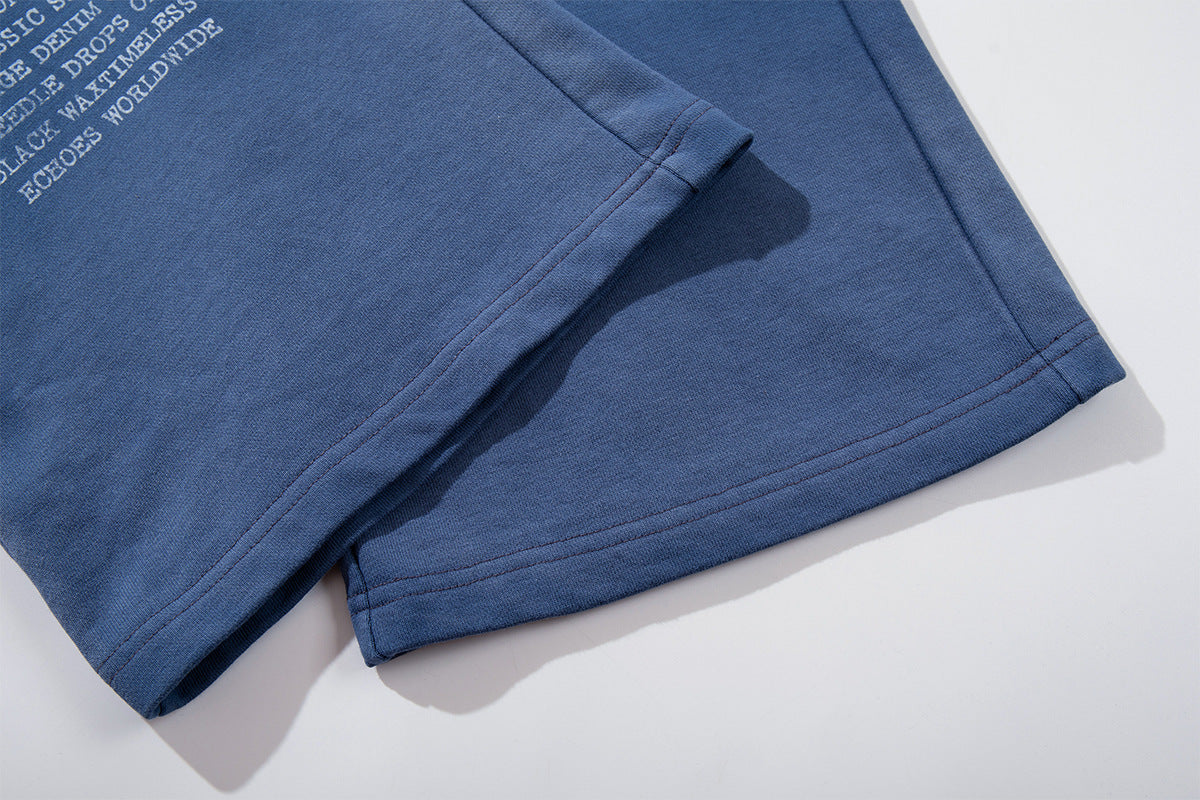 Wide-Leg Sweatpants – Vintage Washed Heraldic Graphic, Relaxed Straight Fit