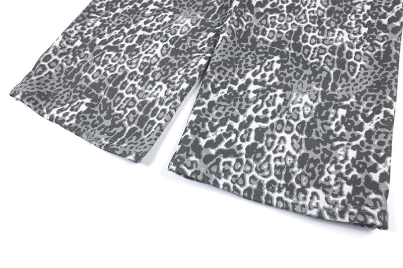 Pantalon de survêtement homme à jambes larges – Imprimé léopard gris avec broderie au dos
