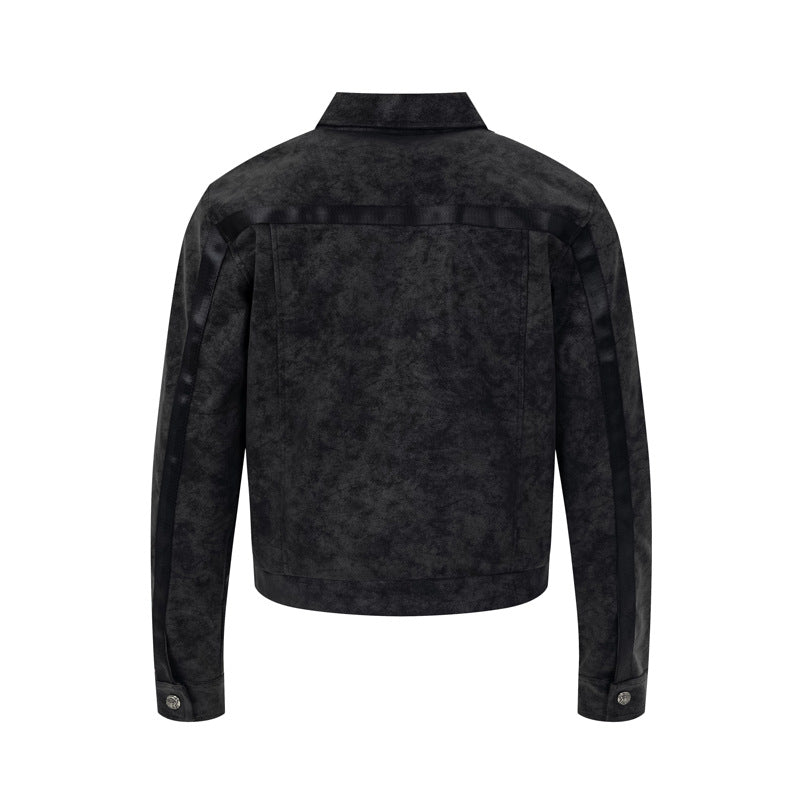 Chaqueta bomber de textura ante con rayas – Chaqueta corta Detroit con bandas satinadas
