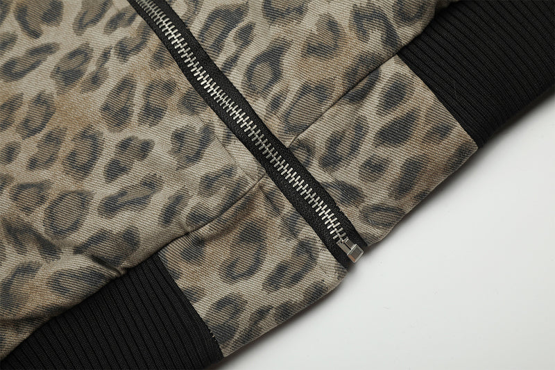 Reversible Faux Fur & Leopard Print Bomber Jacket – Oversized Retro American