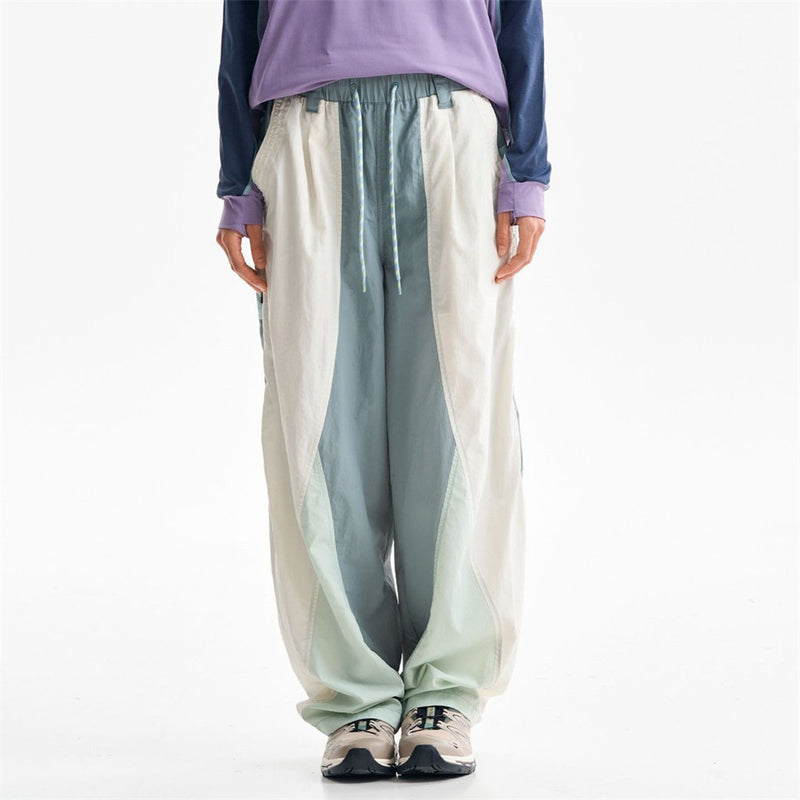 Wide-Leg Colorblock Track Pants – Relaxed Fit Outdoor Sport Trousers