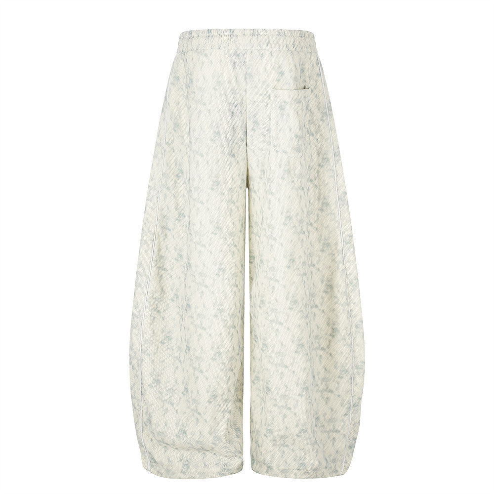 RRR Script Embroidered Acid Wash Wide-Leg Sweatpants