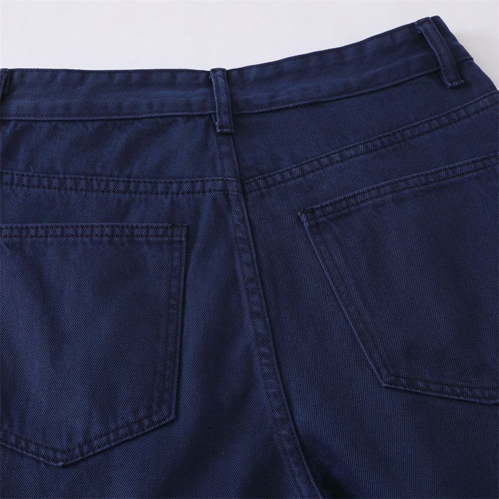 Wide-Leg Pleated Trousers – Men's High-Street Solid Color Straight-Cut Pants