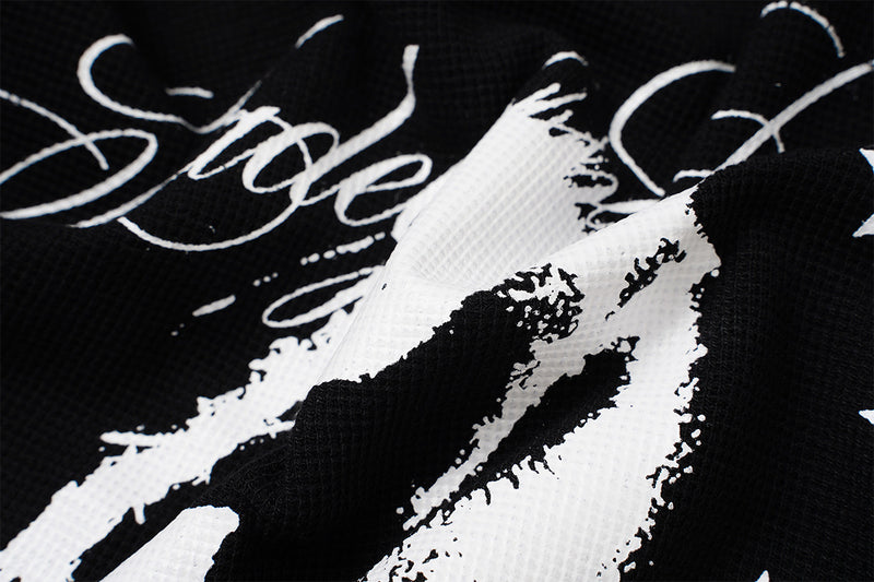 Langarm-Raglan-Shirt mit Leopardenärmeln und Gothic-Kreuz-Print