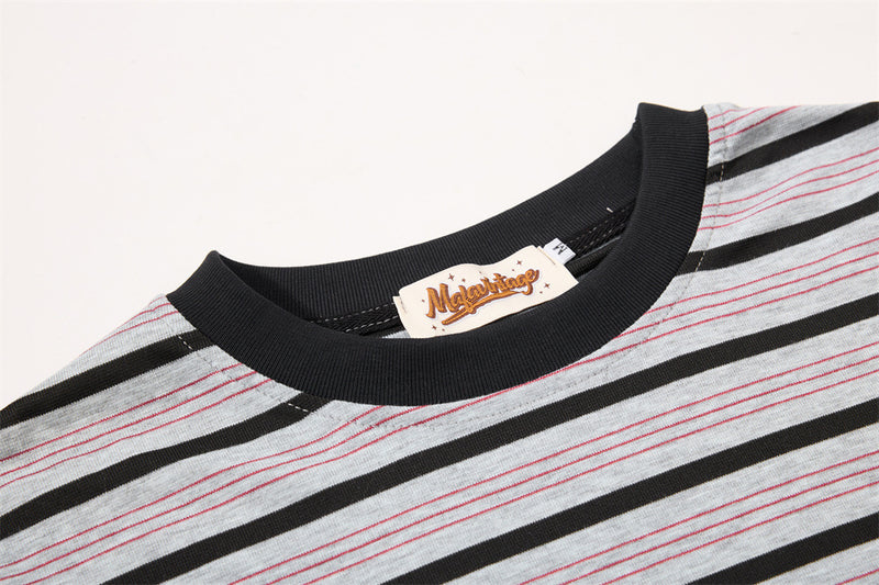 Striped Graphic T-Shirt – Mafaero Worldwide Oversized Crew Neck Tee