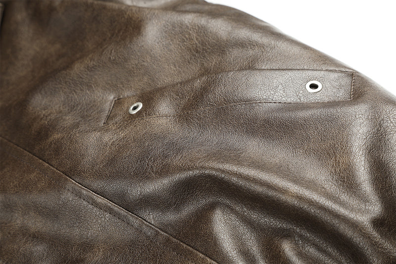 Faux Leather Fur-Lined Bomber Jacket – Cold Weather Motorcycle Jacket with