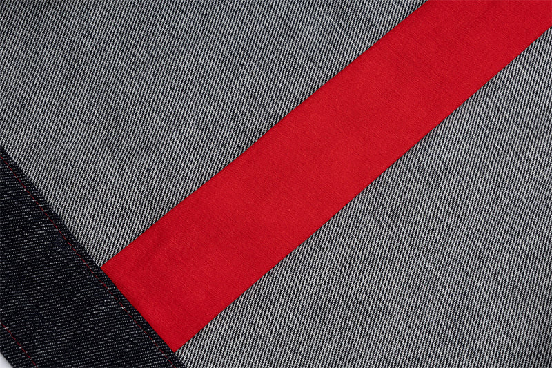 Men's Dark Indigo Denim Jacket with Red Contrast Seam Detail