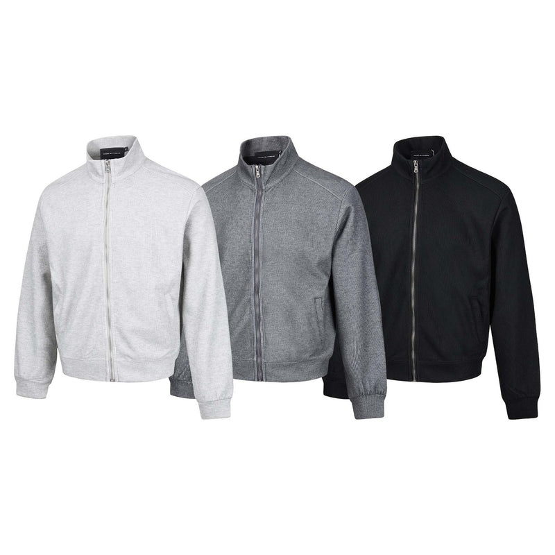 Veste homme côtelée zippée à col montant – Style sportswear vintage délavé