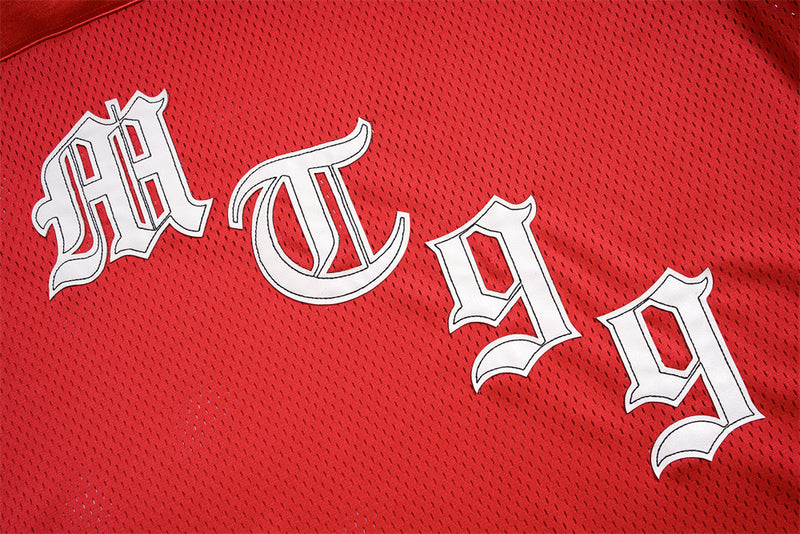 Men's V-Neck Gothic Letter Football Jersey Mesh Short-Sleeve Tee