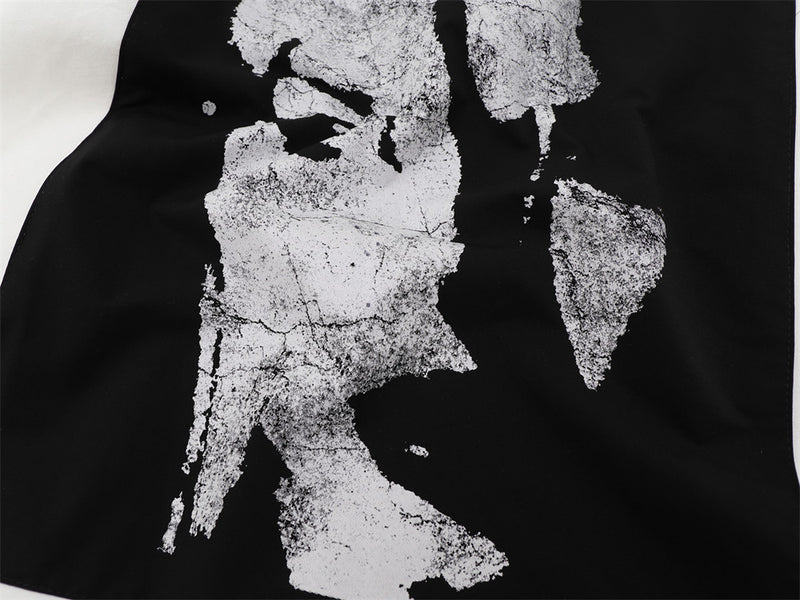 Abstract Face Print Long Sleeve Shirt – Oversized Relaxed Fit Button-Up